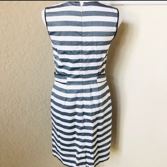 Banana Republic stripe sheath dress size 2 grey/wh - Picture 2 of 9